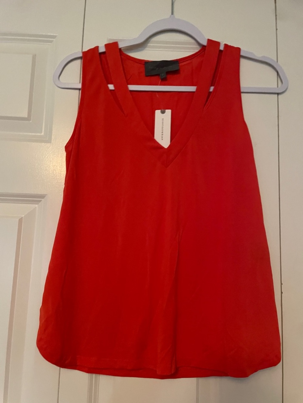 Anthropologie Red V-Neck Sleeveless Top